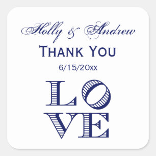 LOVE Graphic Text - Blue Square Sticker