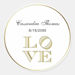 LOVE Graphic Text - Faux Gold Classic Round Sticker
