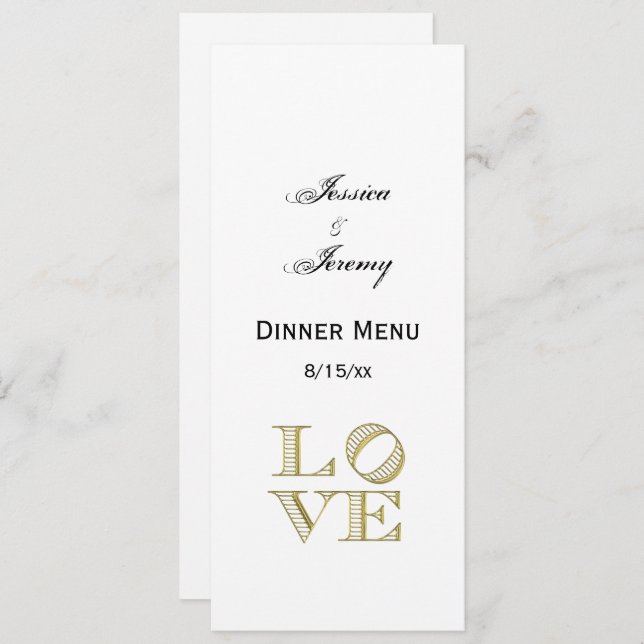LOVE Graphic Text - Faux Gold Invitation (Front/Back)