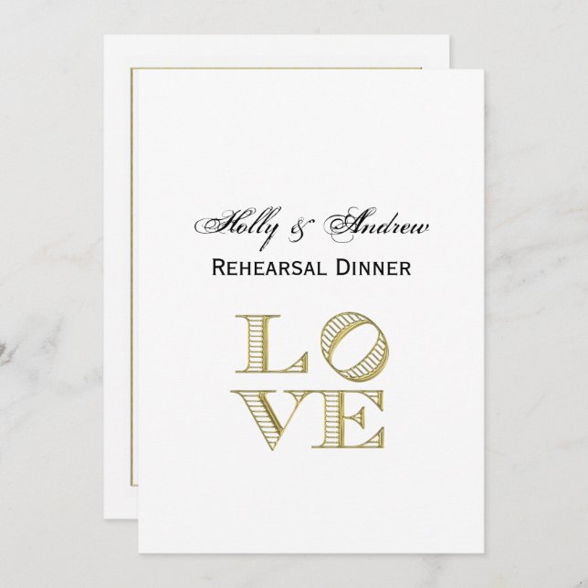 LOVE Graphic Text - Faux Gold Invitation (Front/Back)