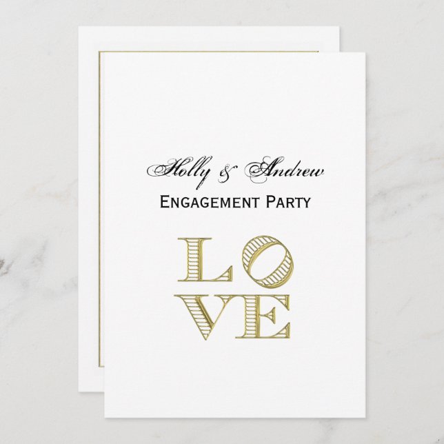 LOVE Graphic Text - Faux Gold Invitation (Front/Back)
