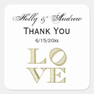 LOVE Graphic Text - Faux Gold Square Sticker