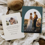 Love & Gratitude | Arch Photo Wedding Thank You Card<br><div class="desc">Elegant wedding thank you cards feature a single vertical or portrait-orientated wedding photo in a unique arched layout. "With love and gratitude" is overlaid in off white embellished serif lettering, with your names beneath curved along the side. Add a personal message and signature to the back, along with an additional...</div>
