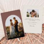 Love & Gratitude Gold Foil Wedding Thank You Card<br><div class="desc">Elegant wedding thank you cards feature a single vertical or portrait-orientated wedding photo in a unique arched layout. "With love and gratitude" is overlaid in gold foil serif lettering,  with your names curved along the side. Add a personal message and signature to the back,  along with an additional photo.</div>