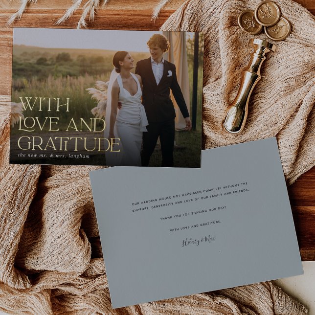 Love & Gratitude Gold Foil Wedding Thank You Card (Creator Uploaded)