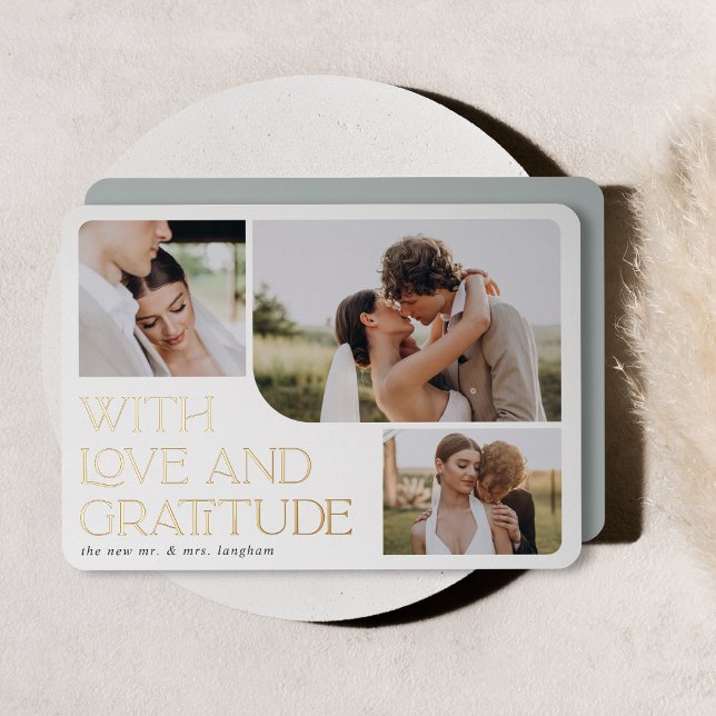 Love & Gratitude Gold Foil Wedding Thank You Card (Creator Uploaded)