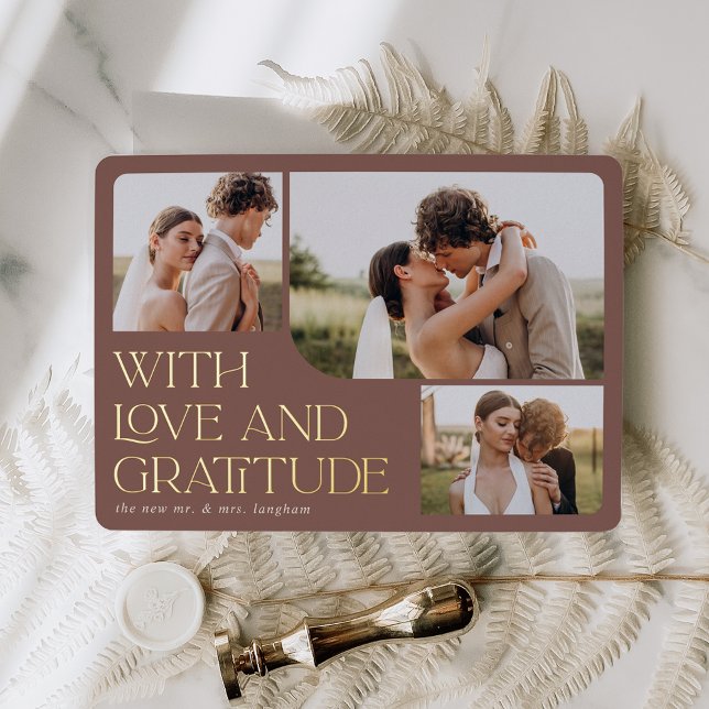 Love & Gratitude Gold Foil Wedding Thank You Card (Creator Uploaded)