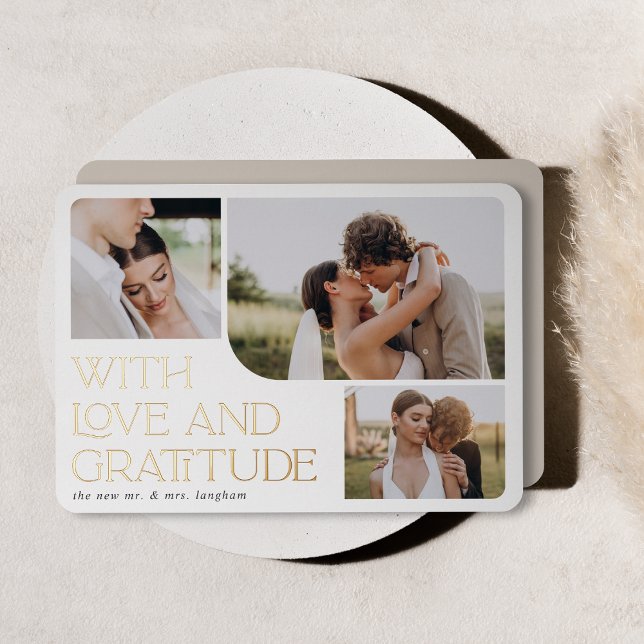 Love & Gratitude Gold Foil Wedding Thank You Card (Creator Uploaded)