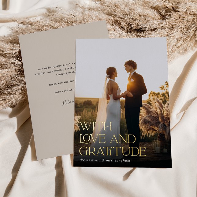 Love & Gratitude Gold Foil Wedding Thank You Card (Creator Uploaded)