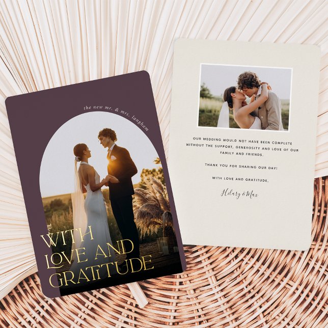Love & Gratitude Gold Foil Wedding Thank You Card (Creator Uploaded)