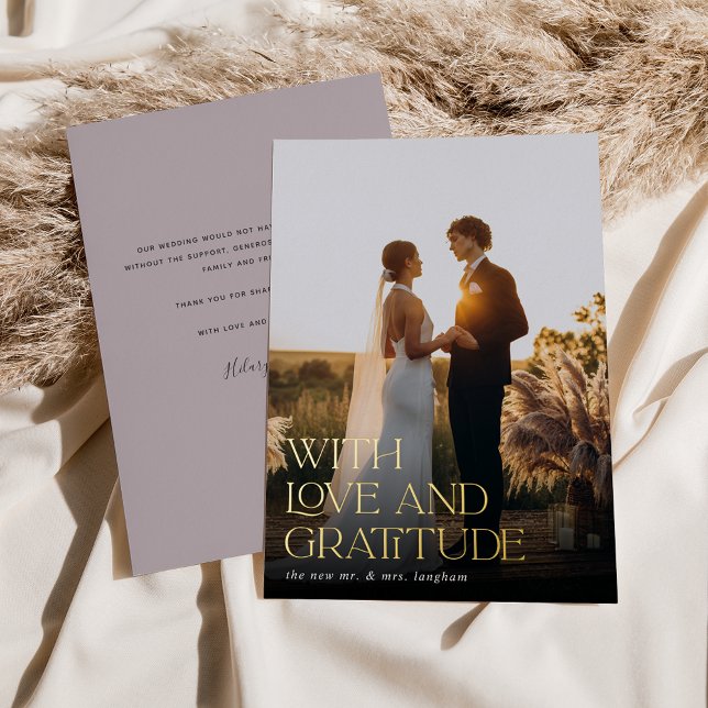 Love & Gratitude Gold Foil Wedding Thank You Card (Creator Uploaded)