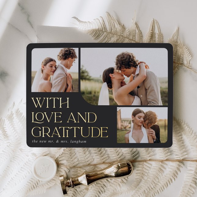 Love & Gratitude Gold Foil Wedding Thank You Card (Creator Uploaded)
