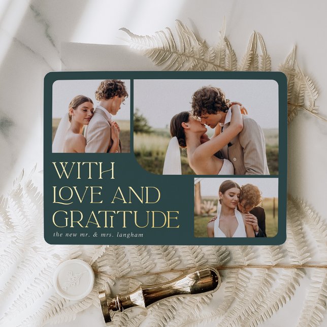 Love & Gratitude Gold Foil Wedding Thank You Card (Creator Uploaded)