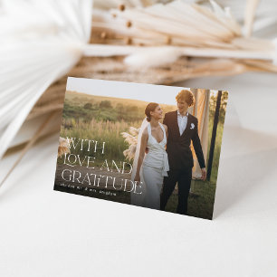 Love & Gratitude Horizontal Wedding Photo Folded Thank You Card