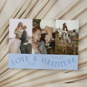 Love & Gratitude Icy Blue Wedding Multi Photo Thank You Card