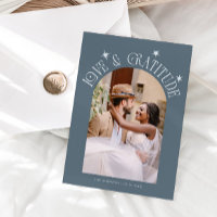 Love & Gratitude Minimal Wedding Photo Slate Blue