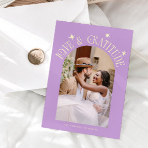 Love & Gratitude Minimal Wedding Photo Wisteria Thank You Card