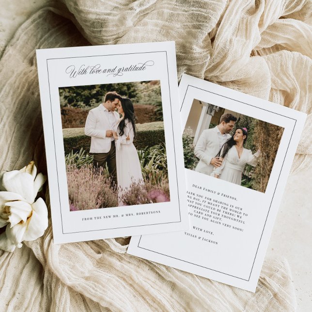 Love & Gratitude, Minimal Wedding Thank You Card (Creator Uploaded)