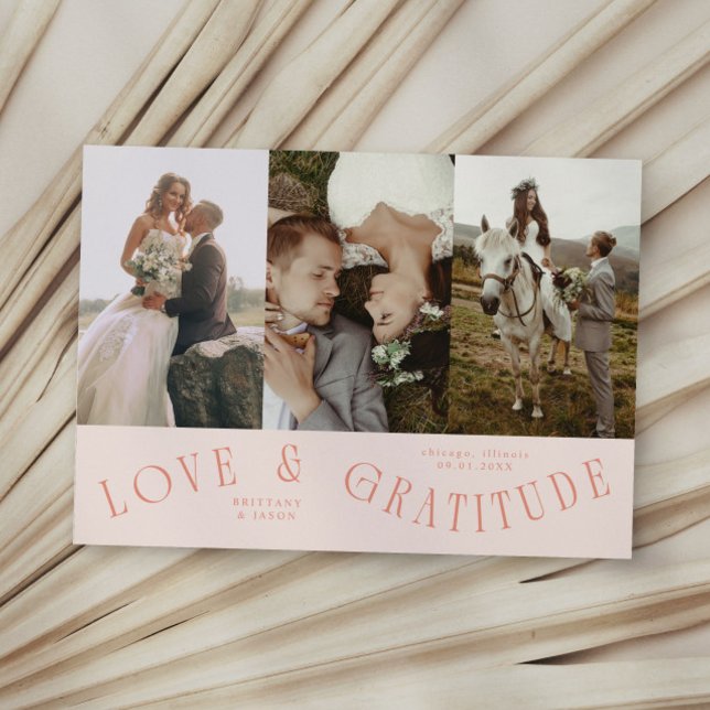 Love & Gratitude Peach Wedding Multi Photo  Thank You Card (Creator Uploaded)