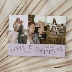 Love & Gratitude Purple Wedding Multi Photo Thank You Card