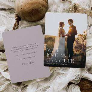 Love & Gratitude Vertical Wedding Photo Flat Thank You Card