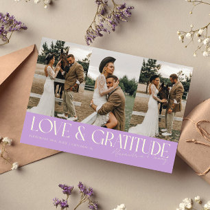 Love & Gratitude Wisteria Wedding Multi Photo   Thank You Card