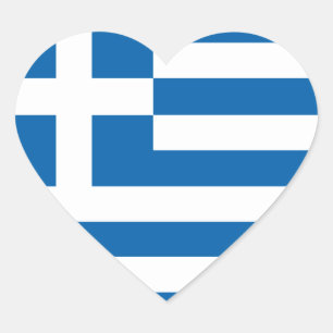 Love Greece Flag, Greek Heart Artwork Sticker