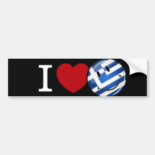 Love Greece   Smiling Flag Bumper Sticker