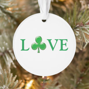 Love green and white Irish Clover Shamrock cute Ornament