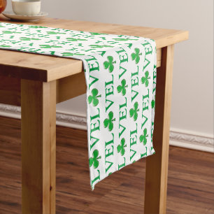 Love Green white Clover Shamrock St. Patrick's Day Short Table Runner