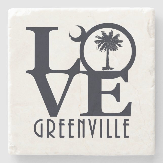 LOVE Greenville SC Stone Coaster (Front)