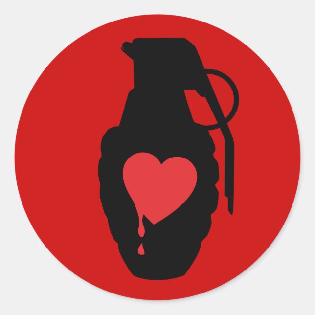 Love Grenade - Love is a Battlefield Classic Round Sticker (Front)