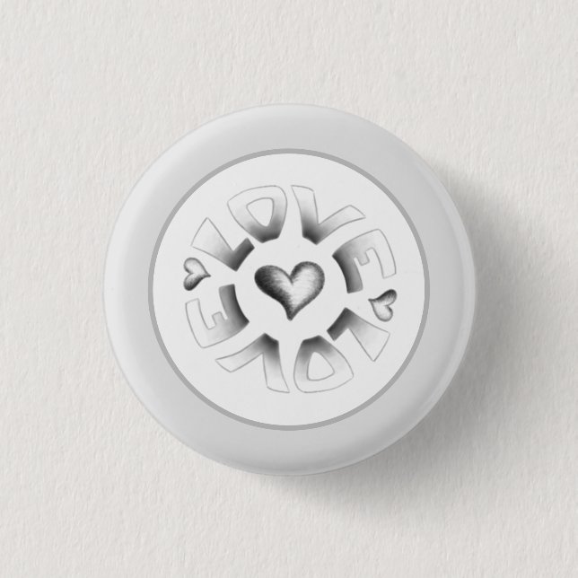 Love Grey 3 Cm Round Badge (Front)