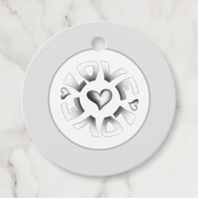 Love Grey Favour Tags (Front)