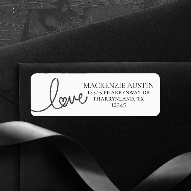 Love Grey Glitter | Black Script Heart Address (Creator Uploaded)