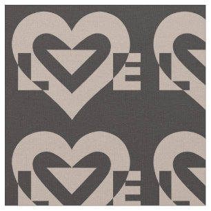 Love Grey on Black Fabric
