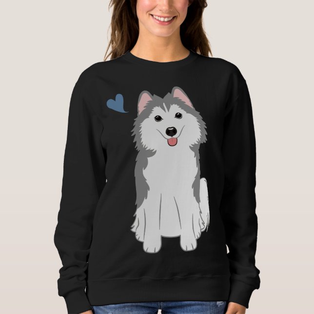 Love Grey Pomsky Pomeranian Husky Sweatshirt (Front)