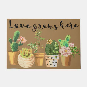 Love Grow Plant Doormat, Cactus Doormat Gift