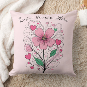 Love Grows here -Blooming Love Cushion