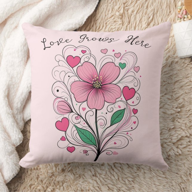 Love Grows here -Blooming Love Cushion (Blanket)