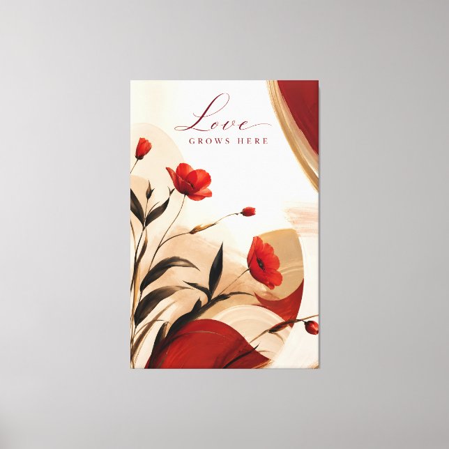 Love Grows Here Botanical Canvas Print (Front)