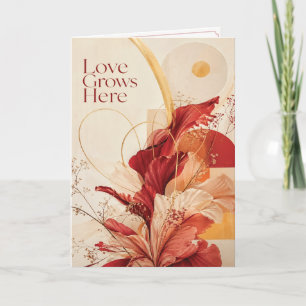 Love Grows Here Elegant Floral Romantic Greeting C Card