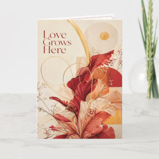 Love Grows Here Elegant Floral Romantic Greeting C Card