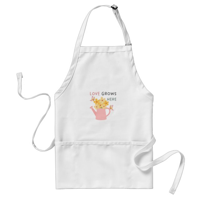 Love Grows Here Floral Garden Quote Standard Apron (Front)
