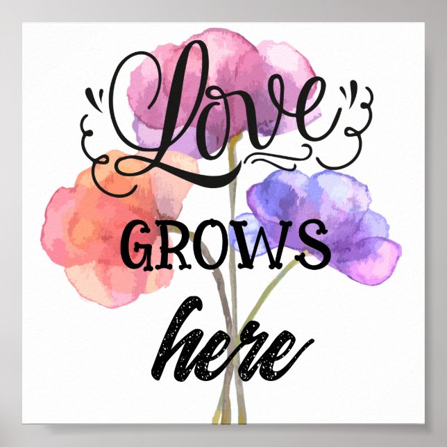 Love Grows Here | Floral Poster (Front)