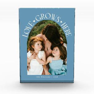 Love Grows Here Modern Arch Denim Blue Photo Block