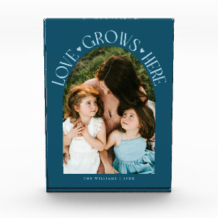 Love Grows Here Modern Arch Teal Photo Block