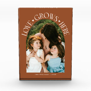 Love Grows Here Modern Arch Terracotta Photo Block
