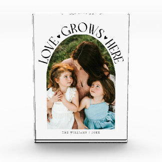 Love Grows Here Modern Arch White Photo Block