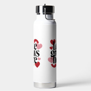 Love Grows Here – Modern Heart Typography Water Bottle